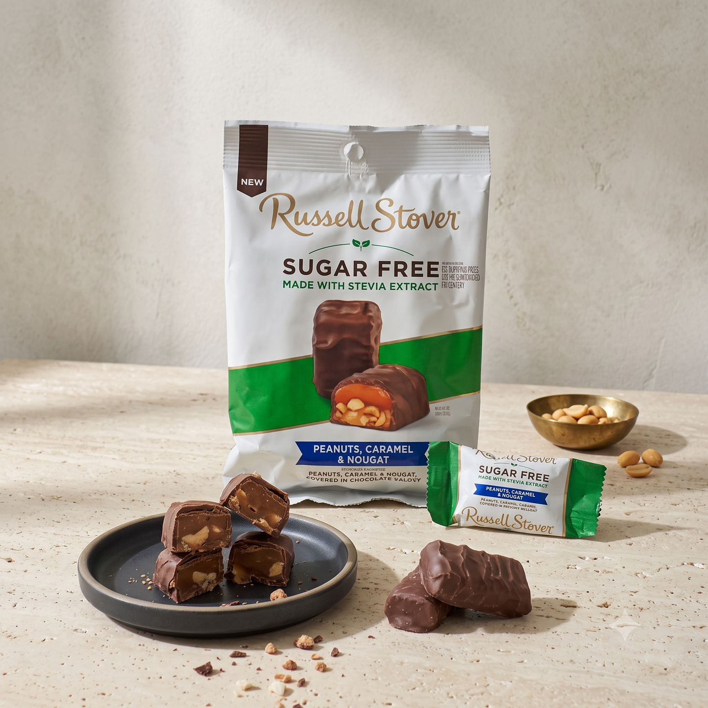 Russell Stover Peanuts, Caramel & Nougat Chocolate (85g) viinis