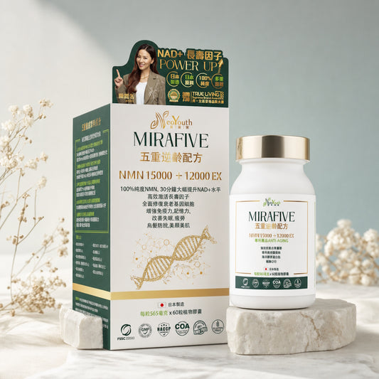 NeoYouth Mirafive NMN 15,000 + 12,000Ex 5-in-1 Reverse Aging Complex (60 Capsules)【Ageless Vitality】 viinis